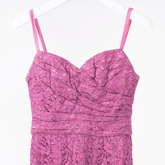 Dolce & Gabbana Pink Lace-Overlay Silk Strapless Midi Dress - Picture 4 of 10